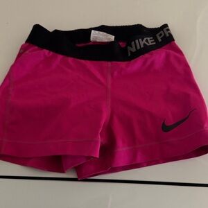 Nike Pro Fuchsia Shorts with Black Waistband